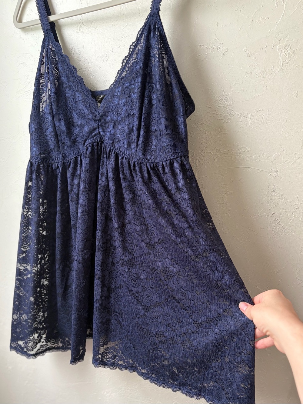 Torrid Curve Navy Blue Sheer Stretch Lace Babydoll Camisole 3X NWT - Picture 4 of 8